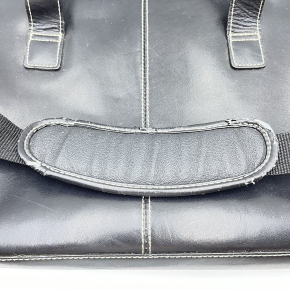 Samsonite Messenger Bag Laptop Case Black Leather Carry On - Picture 5 of 11